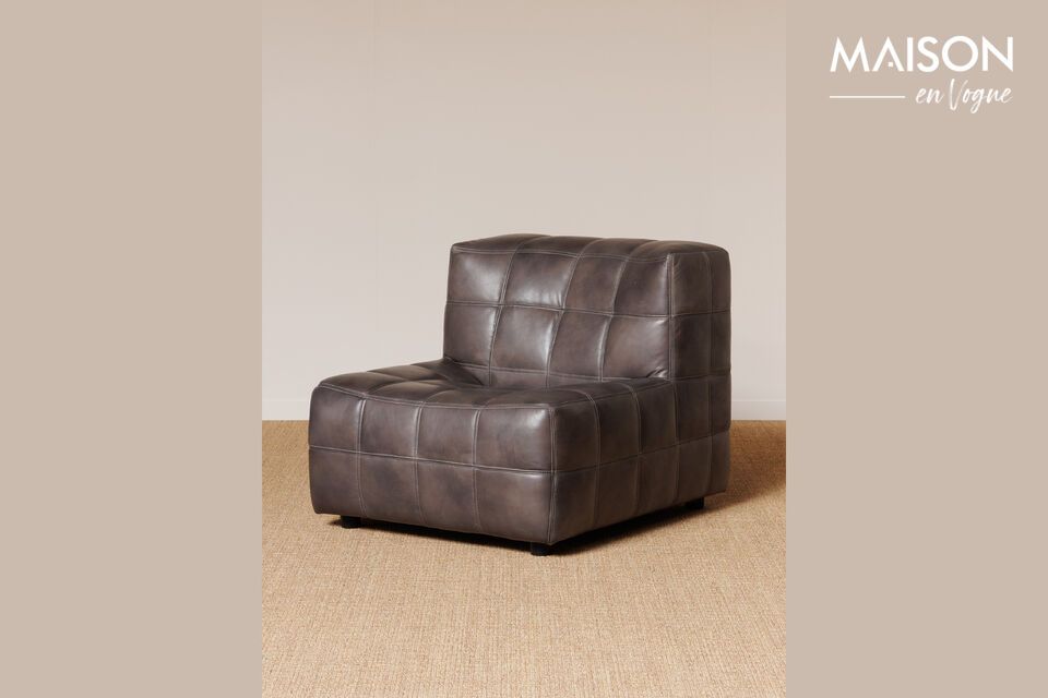 Tetris brown leather armchair Chehoma