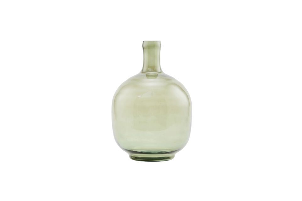 Accentuate your space with elegance: green glass vase, unique shape.