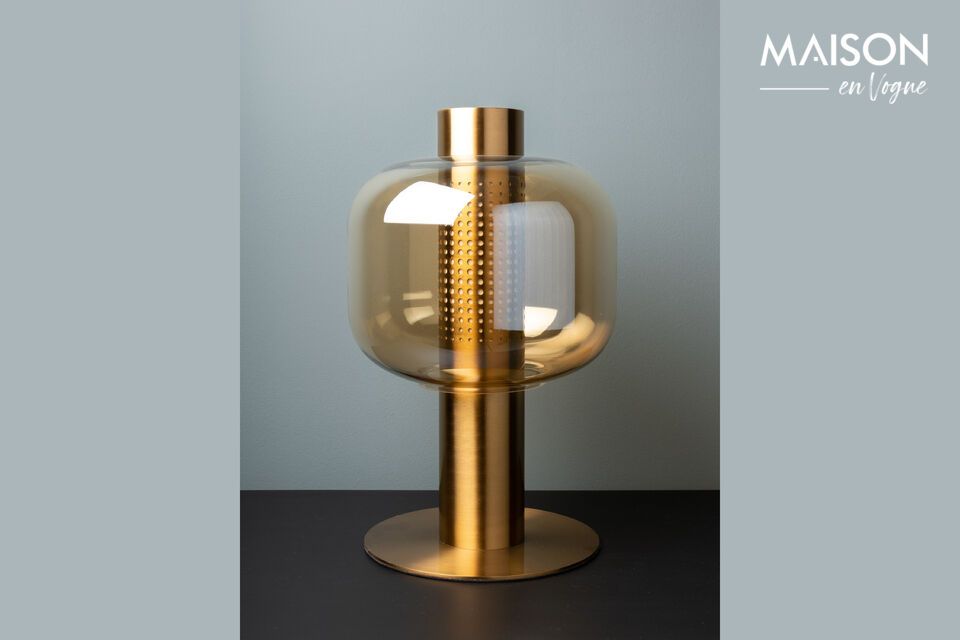 Elegant lamp in gold glass, for soft, soothing light.