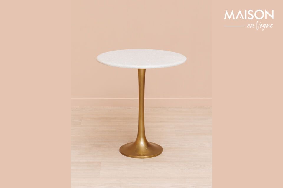 Tulipa white and gold marble side table Chehoma