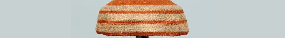 Material Details Uluwatu table lamp in beige and orange natural fiber