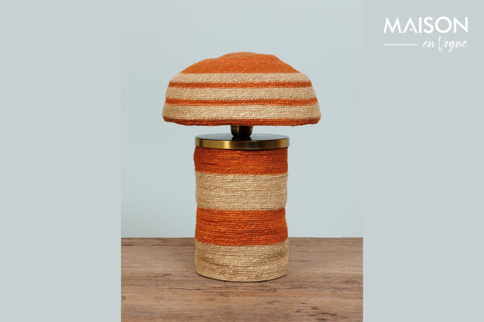 Uluwatu table lamp in beige and orange natural fiber Chehoma