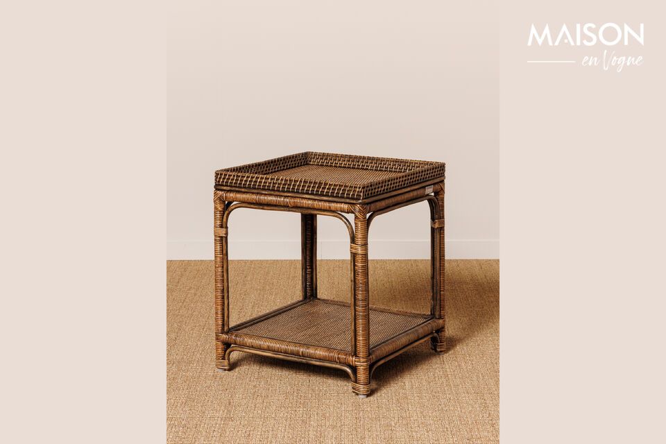 Veracruz brown rattan side table Chehoma