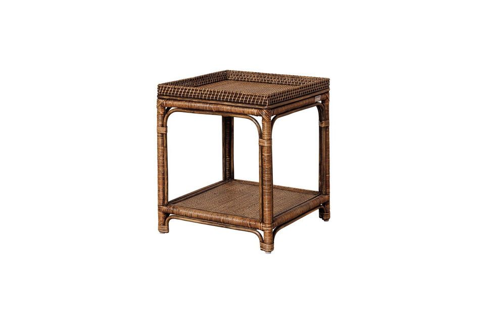 Discover the timeless charm of our Brown Rattan Side Table