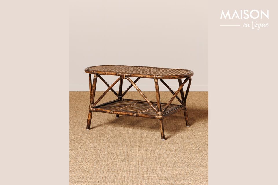 Veracruz oval coffee table in brown rattan Chehoma