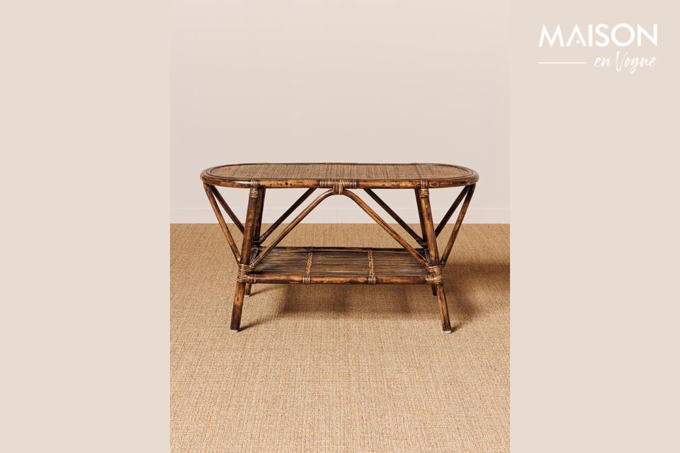 Discover the natural elegance and versatility of our oval rattan coffee table