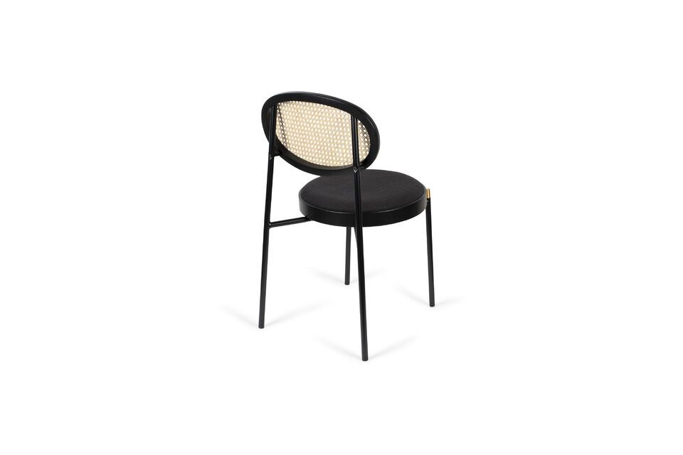 Webbing fabric and black rattan armchair - 5