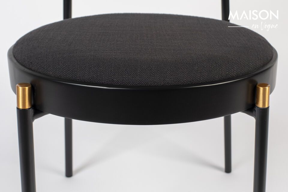 Webbing fabric and black rattan armchair - 11