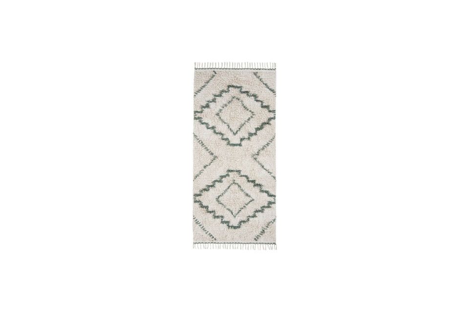 White and green cotton carpet 200x90 cm Minis House Doctor