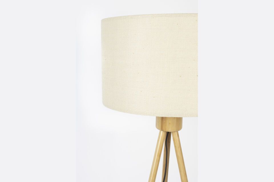 White bamboo floor lamp Fan - 10