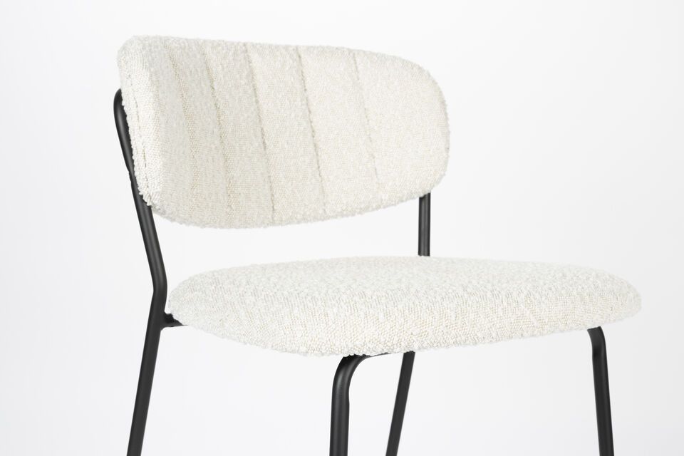 White bouclé counter chair Jolien - 5