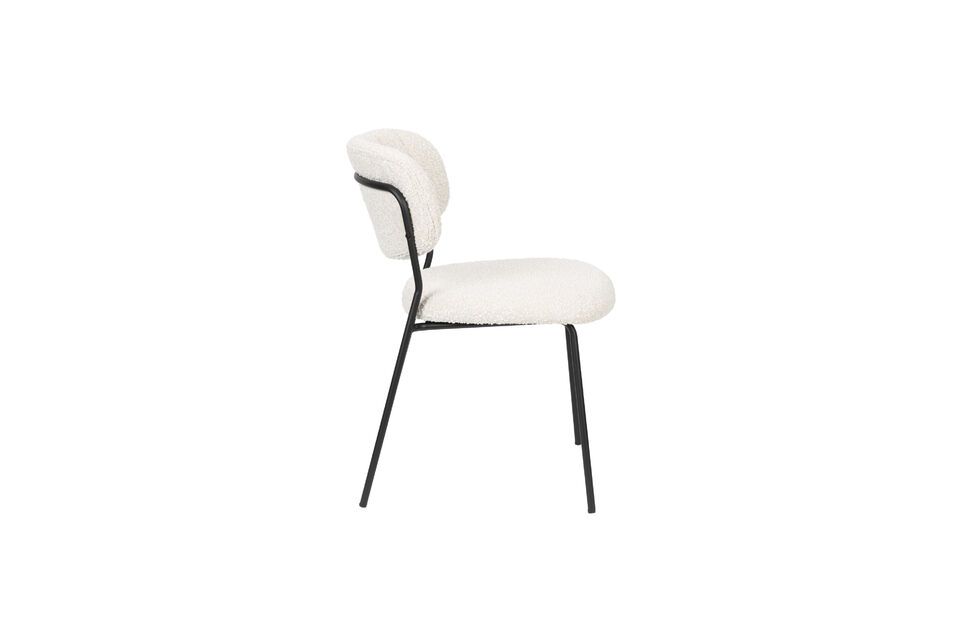 White curly fabric chair Jolien - 2