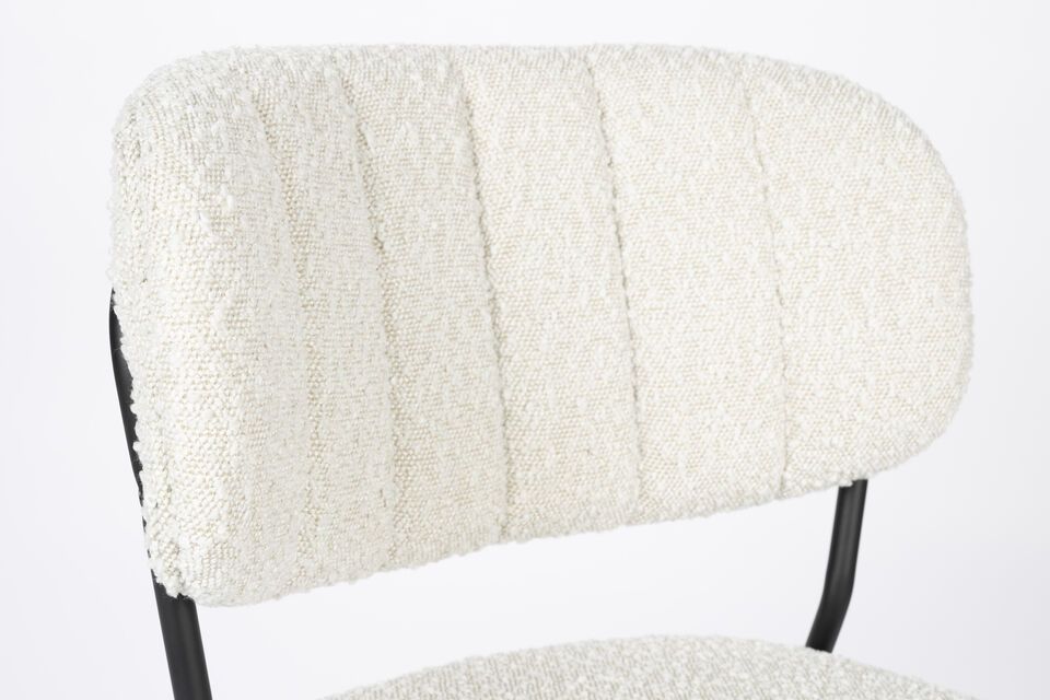 White curly fabric chair Jolien - 6