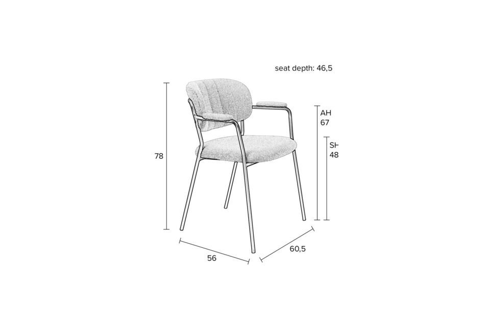 White fabric chair Jolien - 10