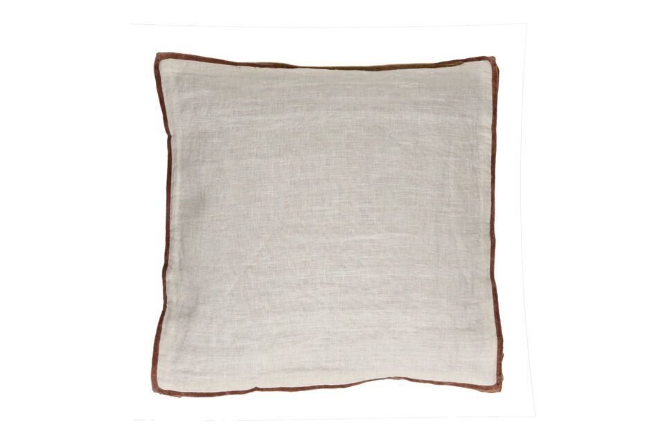 White linen and cinnamon cushion Opposites Pomax