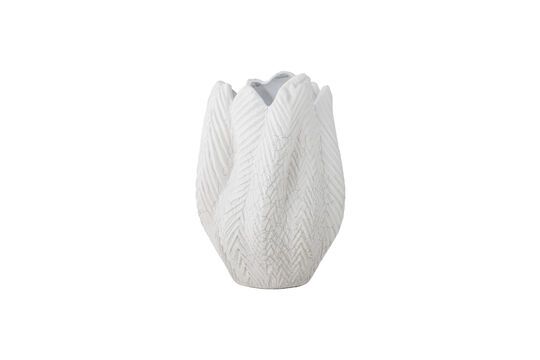 White stoneware vase H26 Besa Clipped