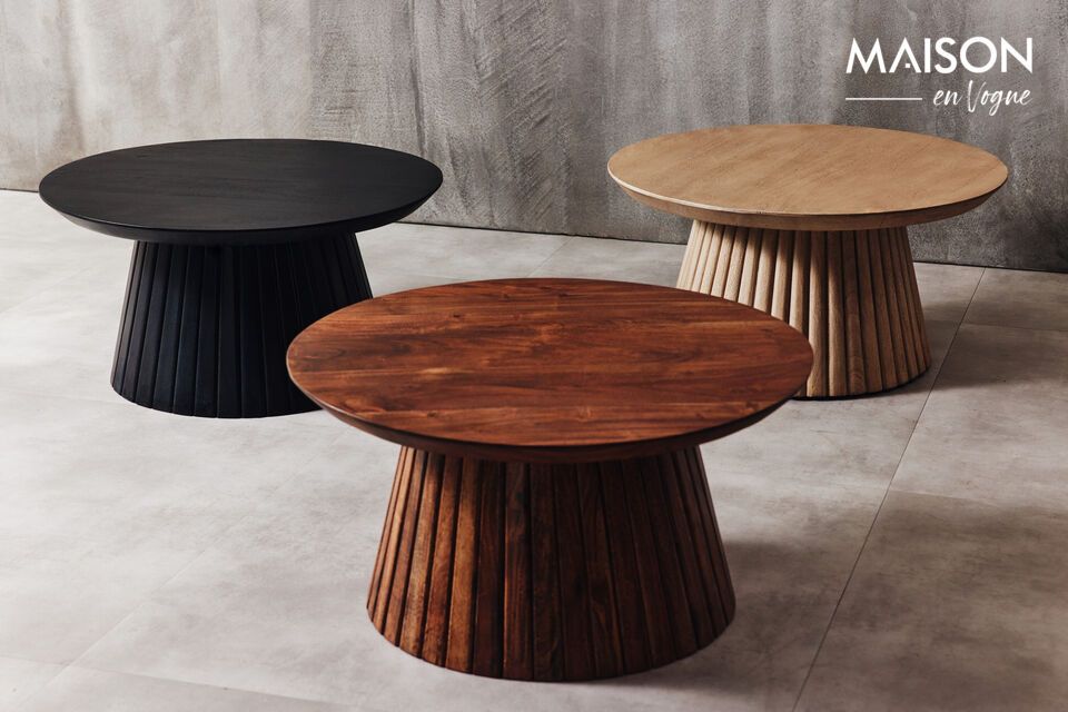 The dark walnut wood creates a warm, welcoming atmosphere, perfect for small gatherings