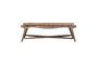 Miniature Woven Brown Leather and Wood Bench Hemingway Clipped