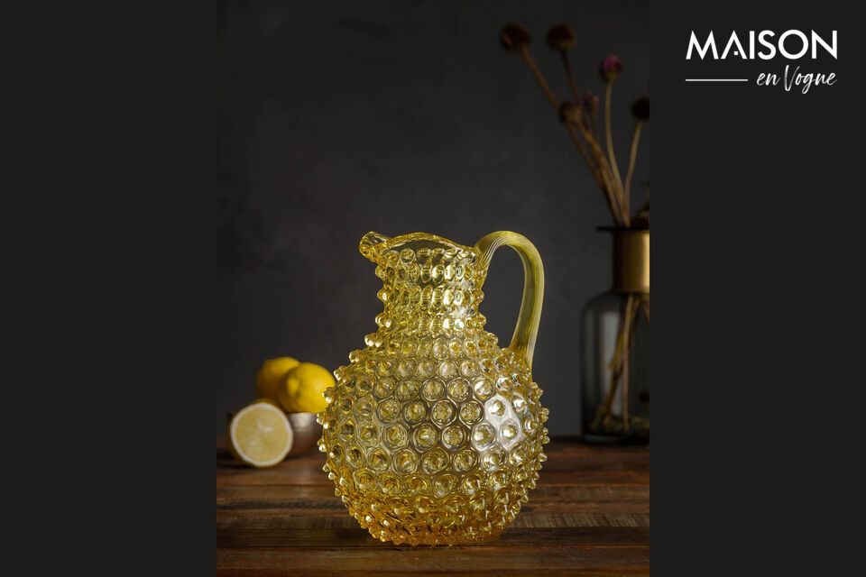 Yellow glass carafe Diamant Chehoma