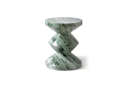 Zig zag dark green marble stool Clipped