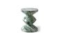 Miniature Zig zag dark green marble stool Clipped