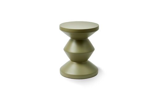 Zig zag olive green fiberglass outdoor stool Clipped