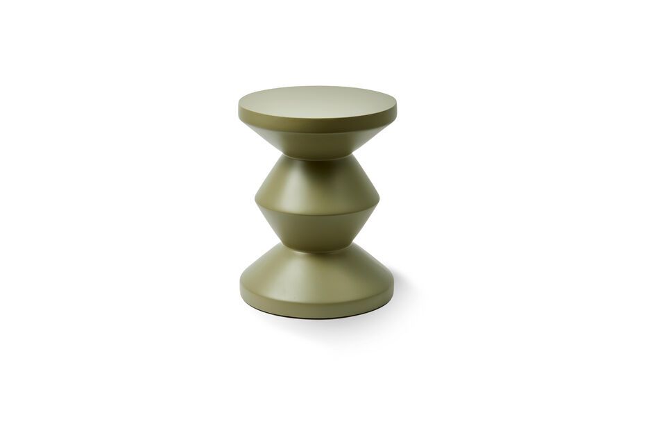 Zig zag olive green fiberglass outdoor stool Pols Potten