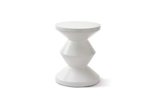 Zig zag white fiberglass outdoor stool Clipped