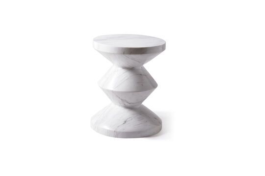 Zig zag white marble stool Clipped