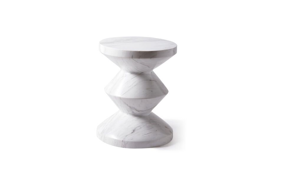 Zig zag white marble stool Pols Potten