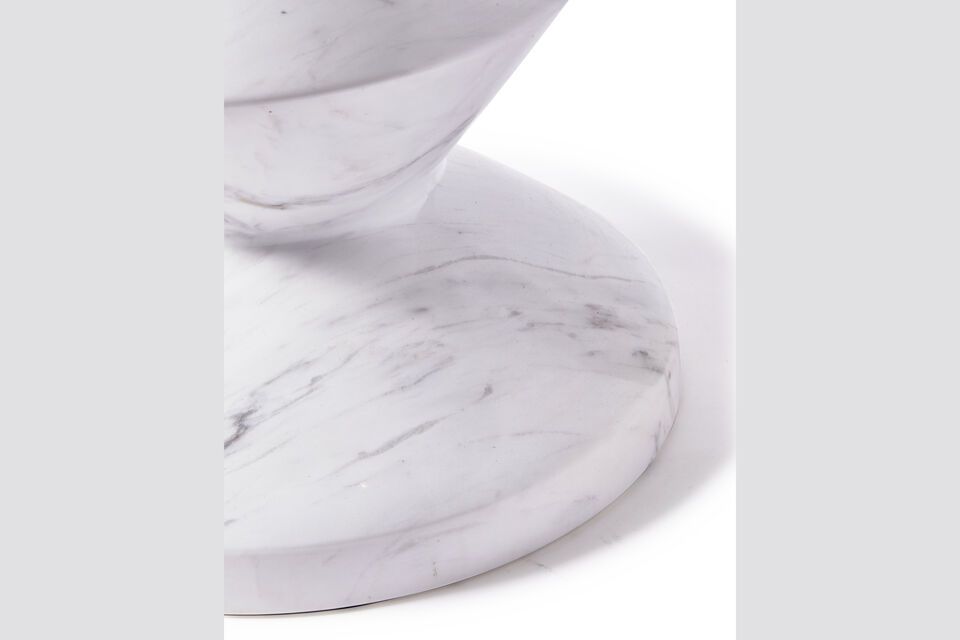 Discover a new dimension of elegance with our White Marble Stool from the Zig Zag collection